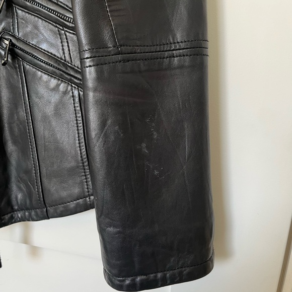 Mackage Fitted Black Leather Moto Jacket - size M - Picture 12 of 12